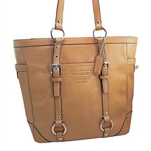 COACH Large Tan Soft Leather Tote Shoulder Bag #F11524